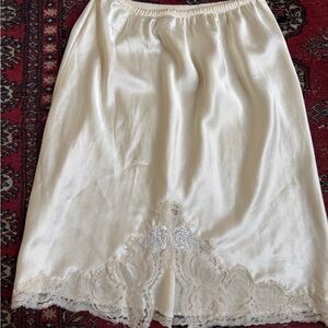 Christian Dior Cream Satin Half Slip with Lace Hem